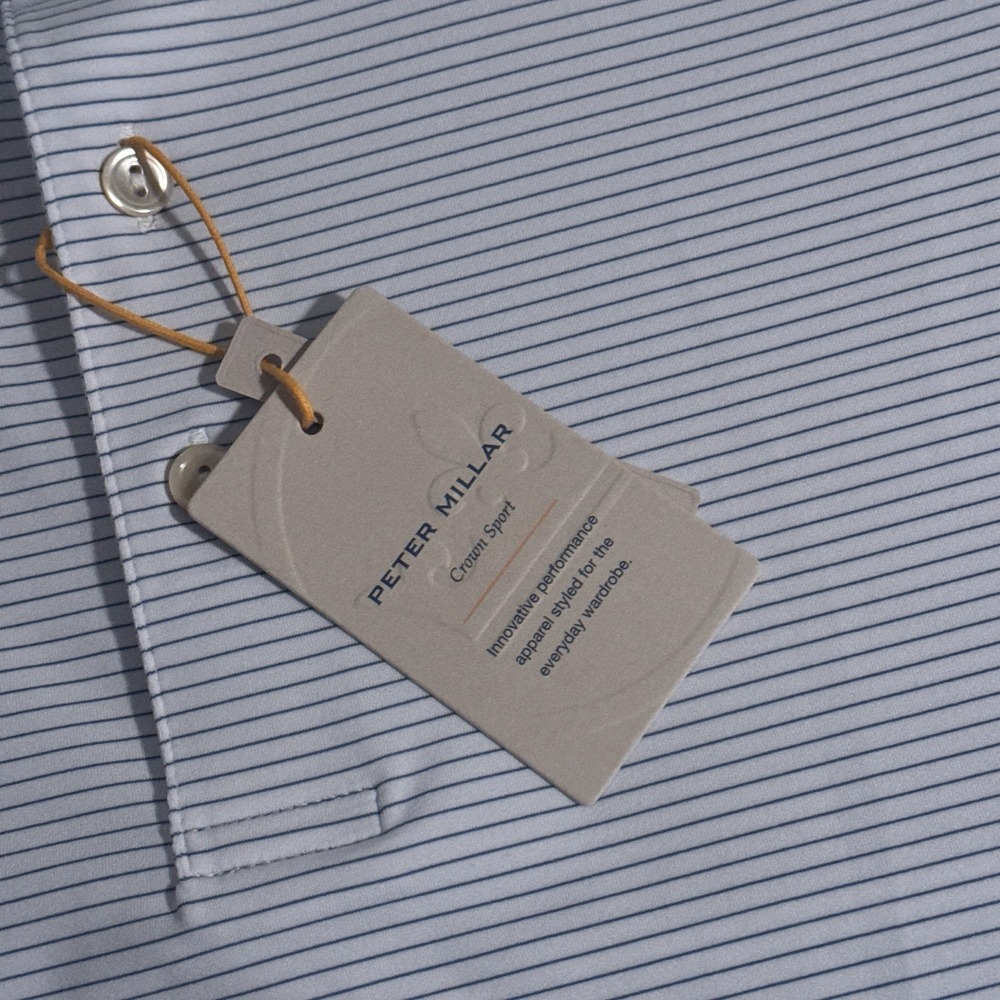 NEW Peter Millar Summer Comfort Men's 2XL White Sailor Blue Stripe Golf Polo XXL